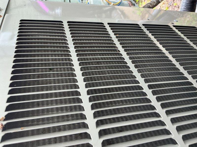 Arrived on-site but was unable to complete the scheduled air conditioning tune-up maintenance service during this visit. Outdoor condenser unit was visually inspected and photographed, showing unit in good operating condition with clean exterior surfaces, intact louvered panels, and properly maintained fan grille. Follow-up appointment will be required to complete full preventative maintenance service.
