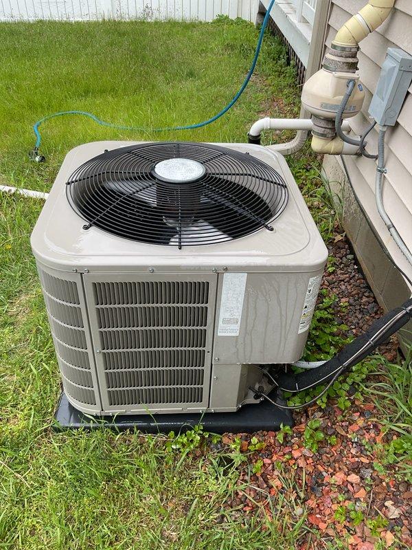 Performed seasonal tune-up on residential air conditioning system utilizing promotional maintenance package. Completed comprehensive inspection of outdoor condensing unit, including visual assessment of cabinet condition, refrigerant line connections, electrical components, and proper unit leveling on pad. System found to be in functional operating condition with no immediate service needs identified.