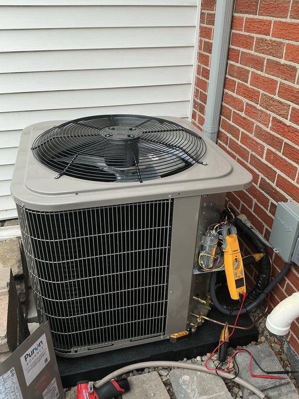 Completed comprehensive multi-system tune-up including air conditioning unit, gas furnace, and water heater. Performed full system diagnostics on outdoor condensing unit with refrigerant pressure testing using digital manifold gauges, verified proper operation of condenser fan and compressor, and inspected all electrical connections. Conducted indoor air handler inspection, checked condensate drain trap functionality and drainage flow, and verified blower motor operation. Extended service agreement coverage was established for the water heater to ensure continued maintenance and protection.
