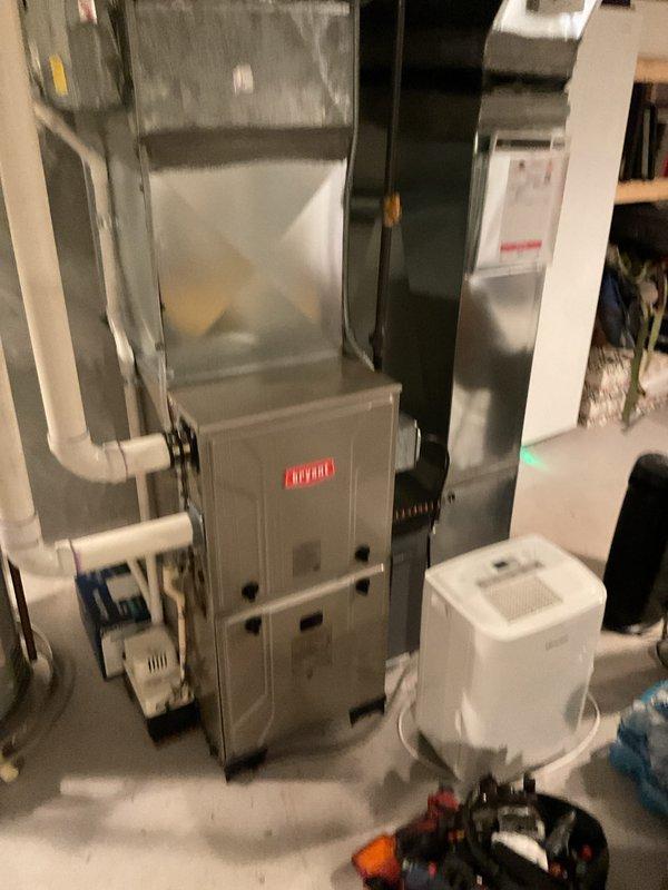 Returned to address improper pitch on furnace exhaust PVC piping. Inspected all PVC condensate and vent lines throughout the system to verify correct pitch and drainage flow. Adjusted exhaust piping to ensure proper slope for condensate removal and confirmed all connections were secure and properly supported. Verified Bryant furnace operation and documented corrected installation with photos.