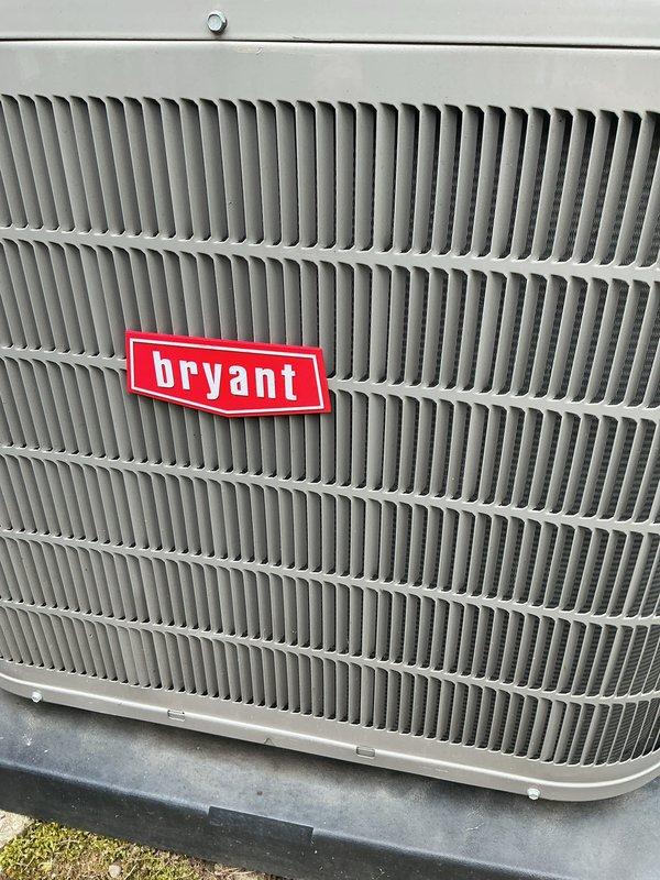 Completed annual air conditioning tune-up and preventative maintenance on Bryant residential condenser unit. System was inspected, tested, and found to be operating properly with all components in good working condition.