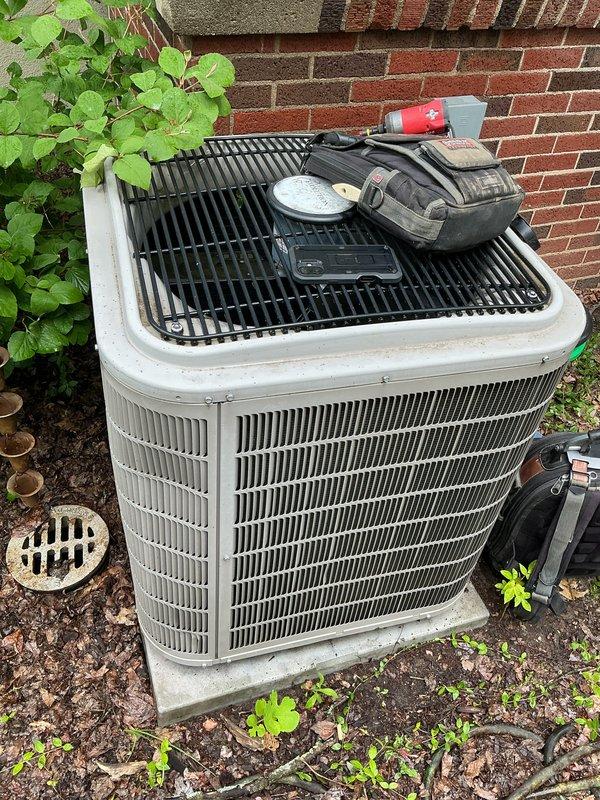 Completed preventive maintenance tune-up on Lennox outdoor condensing unit. Performed standard inspection of all components, verified proper operation of condenser fan and compressor, checked refrigerant levels, cleaned condenser coils, and confirmed unit is operating within manufacturer specifications for the cooling season.