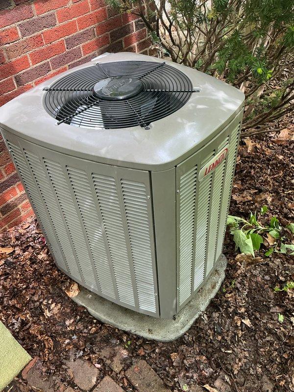 Completed preventive maintenance tune-up on Lennox outdoor condensing unit. Performed standard inspection of all components, verified proper operation of condenser fan and compressor, checked refrigerant levels, cleaned condenser coils, and confirmed unit is operating within manufacturer specifications for the cooling season.