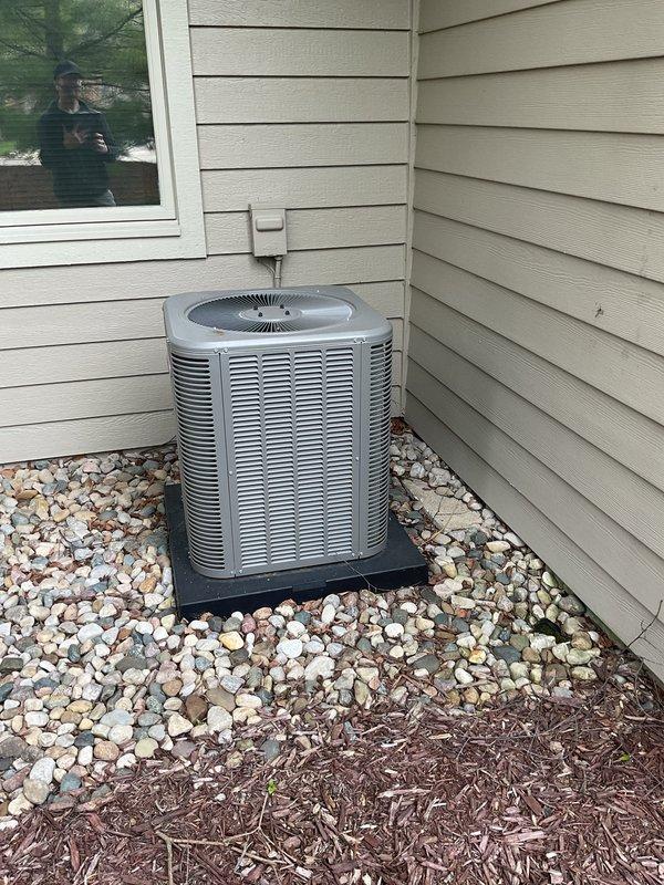 Completed scheduled air conditioning tune-up and preventative maintenance on residential outdoor condensing unit. Performed comprehensive system inspection, verified proper operation of compressor and condenser fan motor, checked refrigerant levels and electrical connections, cleaned condenser coils, and confirmed unit is operating within manufacturer specifications for the cooling season.