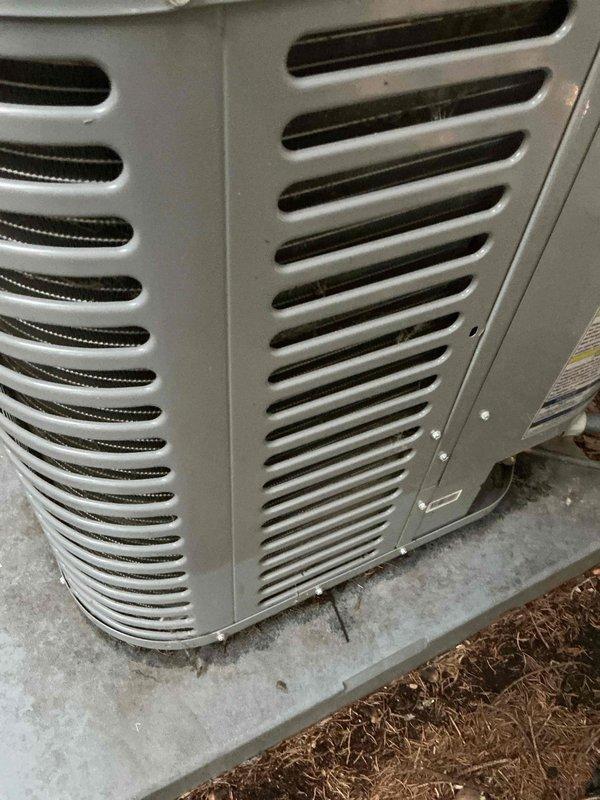 Completed scheduled air conditioning tune-up and preventive maintenance on outdoor condensing unit. Performed comprehensive system inspection, verified proper operation of all components, and documented equipment condition with photographs showing unit in good working order on stable concrete pad with adequate clearance.