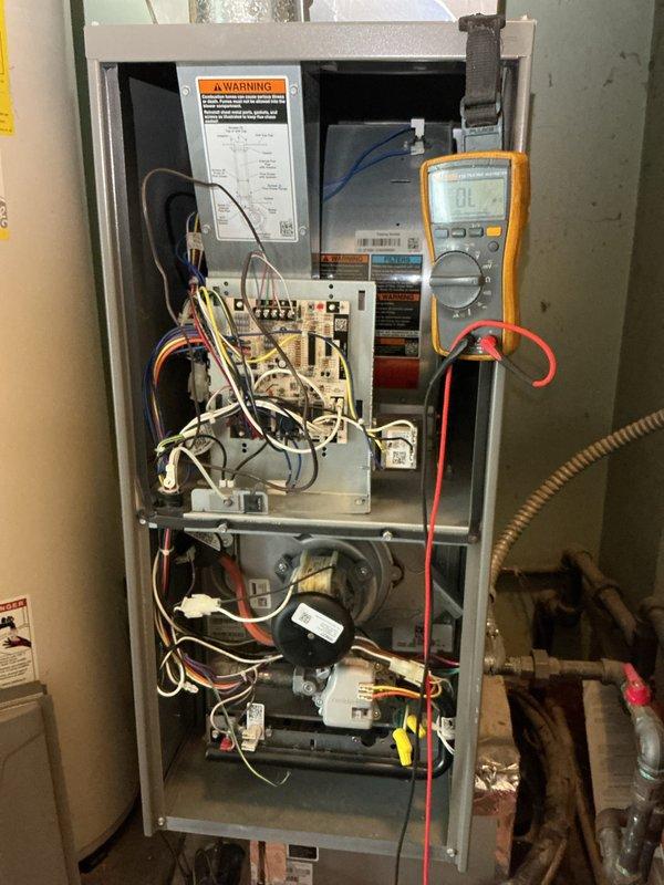 Performed comprehensive tune-up on residential air conditioning system (1 year old). Conducted diagnostic testing of electrical components, including circuit board connections, relays, and motor assembly using digital multimeter to verify proper voltage and amperage readings. Inspected outdoor condenser unit, cleaned heat exchanger coils and grilles, verified fan operation and refrigerant levels, and confirmed system is operating within manufacturer specifications.
