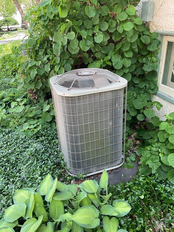 Performed comprehensive cooling season tune-up on outdoor condenser unit. Completed full system inspection, tested electrical components with multimeter, verified proper fan operation, and assessed refrigerant levels. Unit operating within normal parameters upon service completion.