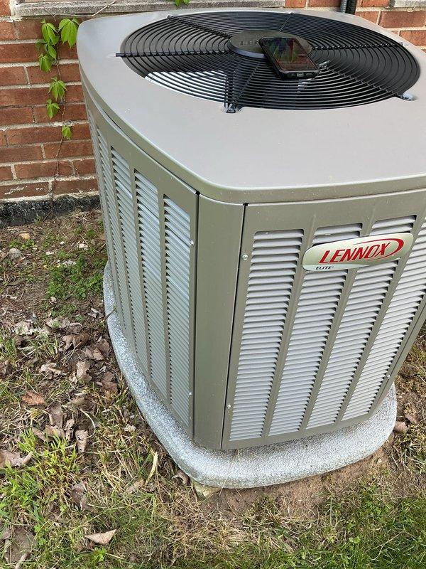 Responded to service call for noisy operation on 2-year-old Lennox air conditioning system that was still providing adequate cooling. Performed comprehensive tune-up inspection of outdoor condenser unit, checking refrigerant levels, electrical connections, and fan motor operation. Inspected condenser fan assembly and housing for potential sources of noise, verified proper airflow through louvered panels, and confirmed unit was operating within normal parameters. Also completed requested water heater tune-up and maintenance service during visit.