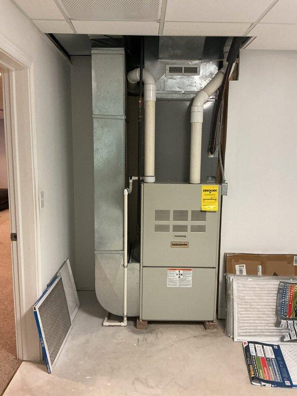 Responded to service call for uneven cooling throughout residence. Upon arrival, performed complete system inspection of split-system air conditioning unit. Examined outdoor condensing unit and verified proper operation of compressor and condenser fan motor. Inspected indoor air handler and furnace assembly in basement mechanical room. Evaluated refrigerant levels, airflow distribution, and ductwork configuration. Identified airflow restrictions and provided recommendations for system balancing to achieve even temperature distribution throughout home. Completed diagnostic assessment and discussed repair options with homeowner.