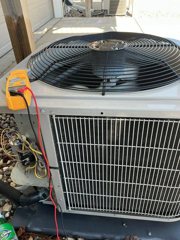 Completed comprehensive air conditioning tune-up for new customer. Performed standard maintenance procedures including condenser unit inspection, system diagnostics with digital multimeter to verify electrical performance, and visual assessment of outdoor unit components. Unit found in normal operating condition with standard outdoor wear; all measurements within acceptable parameters.
