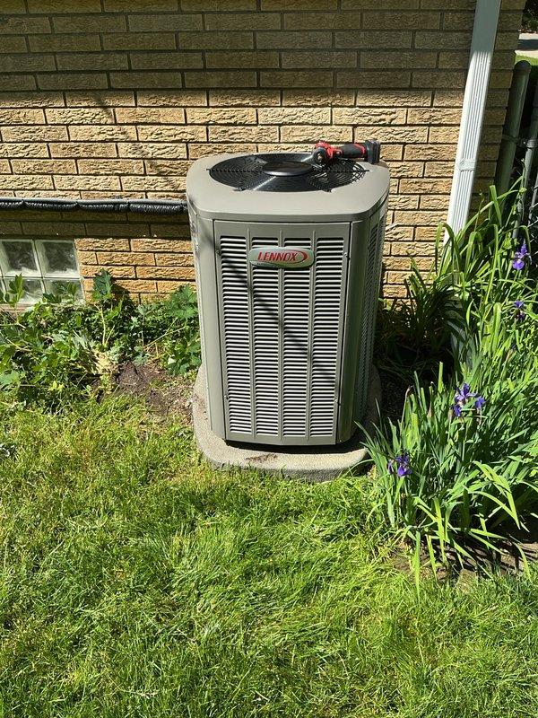 Completed second preventive maintenance tune-up on Lennox outdoor condensing unit as part of post-installation service agreement. Performed comprehensive system inspection, verified proper airflow through condenser coils, checked refrigerant levels and electrical connections, and confirmed unit is operating within manufacturer specifications with no issues identified.