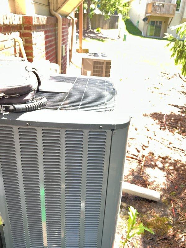 Completed routine AC maintenance on residential split system outdoor condensing unit. Performed comprehensive inspection of condenser coil, refrigerant lines, electrical connections, and condensate drain system. Unit operating within normal parameters with no deficiencies noted at time of service.