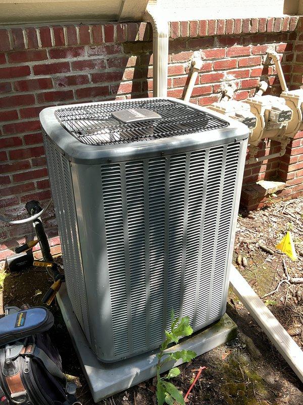 Completed routine AC maintenance on residential split system outdoor condensing unit. Performed comprehensive inspection of condenser coil, refrigerant lines, electrical connections, and condensate drain system. Unit operating within normal parameters with no deficiencies noted at time of service.