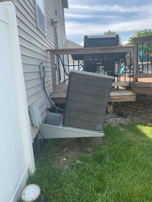 Completed comprehensive AC tune-up on residential outdoor condensing unit. Performed standard maintenance inspection, verified system operation, and documented equipment condition with photos. Unit accessed and serviced at exterior location adjacent to foundation with all components functioning properly upon completion.