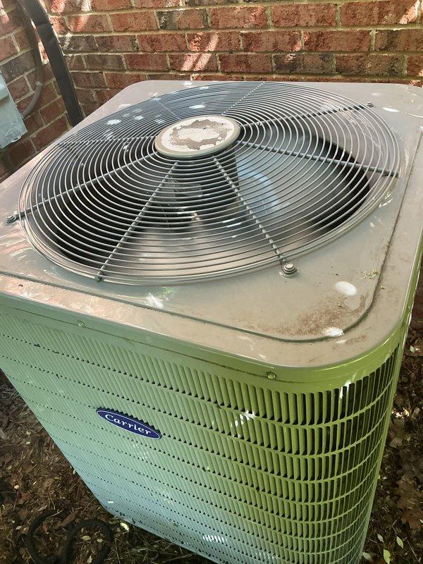 Responded to no-cooling call on Carrier air conditioning system at recently purchased residence. Upon arrival, verified compressor would not engage when thermostat called for cooling. Performed comprehensive system inspection and tune-up service on outdoor condensing unit. Checked electrical connections, contactor operation, capacitor values, and refrigerant pressures. Cleaned condenser coils and fan assembly, removed debris from base of unit. Identified and resolved issue preventing compressor operation. Restored system to normal operating condition and verified proper cooling cycle engagement.