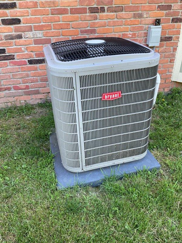 Completed scheduled recurring maintenance service on Bryant residential condensing unit. System was inspected, tested, and confirmed operational with cooling restored. Unit exterior and surrounding area were found in good condition with proper clearances maintained.