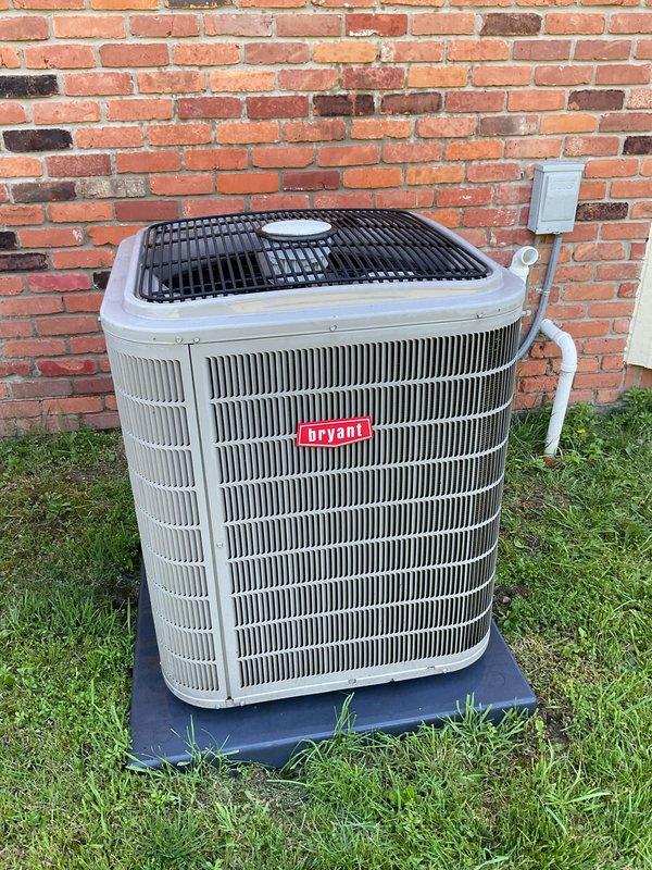 Completed scheduled recurring maintenance service on Bryant residential condensing unit. System was inspected, tested, and confirmed operational with cooling restored. Unit exterior and surrounding area were found in good condition with proper clearances maintained.