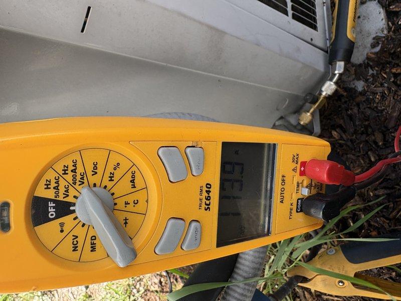 Completed scheduled AC tune-up and preventative maintenance inspection. Performed electrical diagnostics using digital multimeter to verify system voltage, amperage, and overall electrical performance at outdoor condensing unit. All measurements recorded within manufacturer specifications, confirming proper system operation.