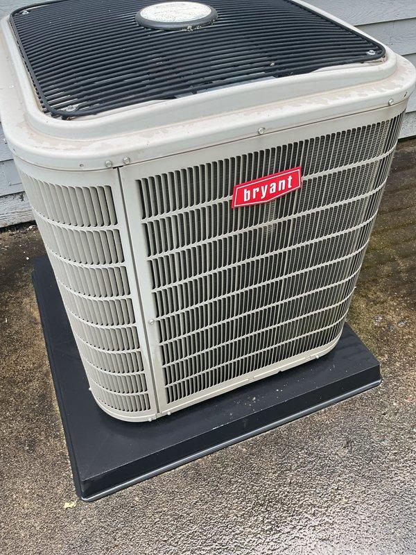 Completed comprehensive air conditioning tune-up on Bryant outdoor condensing unit, performing standard preventive maintenance procedures including coil inspection, electrical connections check, and refrigerant level verification. Unit was found in good operating condition with no immediate repairs needed, and customer elected to renew their maintenance membership during the service visit.