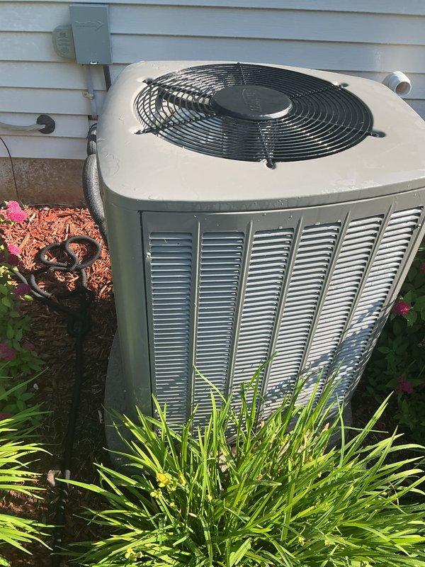 Completed routine air conditioning tune-up on Lennox condensing unit. Performed comprehensive preventive maintenance including inspection of electrical components, refrigerant lines, condenser coils, and fan operation to ensure optimal cooling performance for the upcoming season.