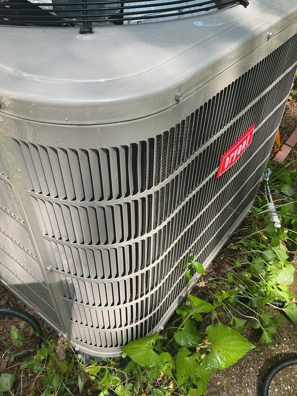 Completed annual air conditioning tune-up on Bryant outdoor condensing unit. System evaluated and serviced as part of recurring maintenance agreement, with unit returned to proper operating condition. Customer account updated to include hot water tank for future service coverage.