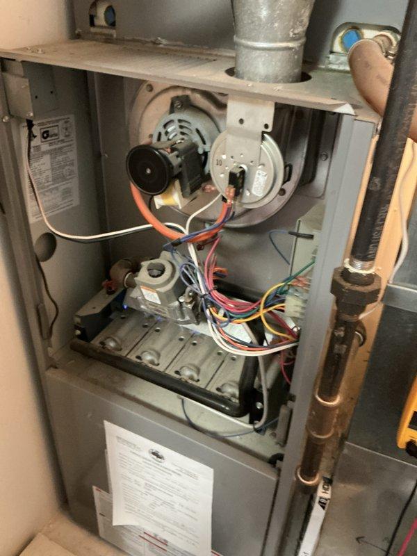 Completed city certification tune-up on gas furnace for rental property. Performed standard maintenance inspection of all mechanical and electrical components, including blower motor assembly, gas valve, pressure switch, and control board with associated wiring. Applied required service sticker and certification documentation per municipal rental inspection requirements.