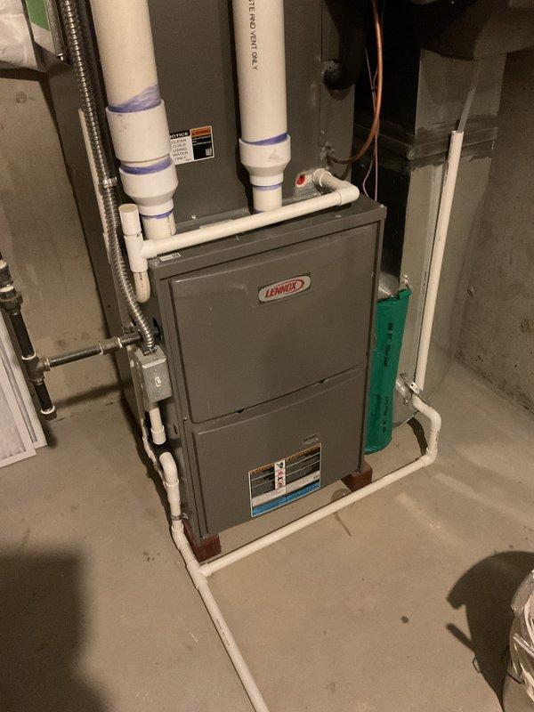 Completed comprehensive multi-system tune-up service on residential Lennox furnace and air conditioning system. Performed standard preventive maintenance procedures including inspection of all major components, verification of proper airflow through ductwork, examination of PVC venting system, and assessment of refrigerant lines. All equipment found operating within manufacturer specifications with no deficiencies noted.