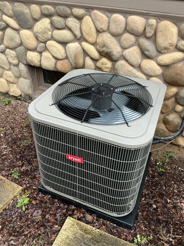 Completed scheduled air conditioning tune-up and preventive maintenance on outdoor condensing unit. Performed comprehensive system inspection, verified proper operation of compressor and condenser fan motor, cleaned condenser coils, checked refrigerant levels and pressures, tested electrical connections and capacitors, and confirmed unit is operating within manufacturer specifications for the cooling season.