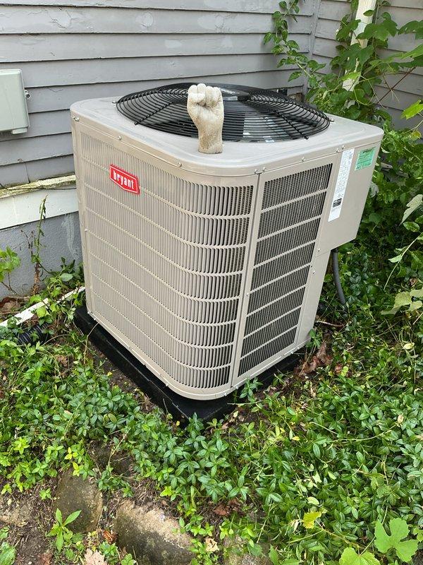 Completed routine preventative maintenance on a 2-year-old Bryant air conditioning system. Performed comprehensive tune-up including inspection of condenser unit, cleaning of coils, verification of refrigerant levels, and testing of all electrical components. System operating within normal parameters with no issues identified. All components functioning properly and unit ready for continued service.