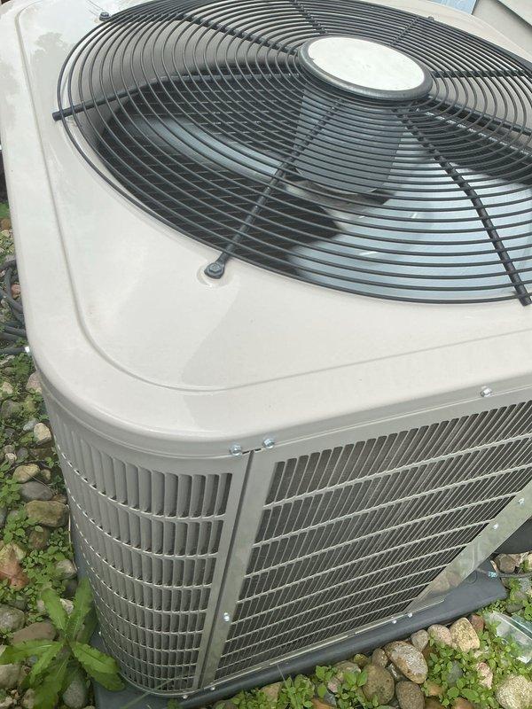 Completed comprehensive AC tune-up on 15-year-old outdoor condensing unit. Performed standard maintenance procedures including inspection of condenser coils, fan motor operation, and electrical connections. Unit found in good operating condition with clean coils and properly functioning components; system tested and confirmed operational with no cooling deficiencies noted.