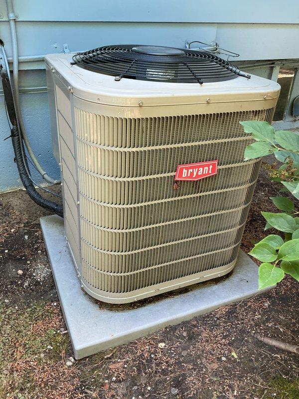 Completed scheduled air conditioning tune-up on Bryant residential condensing unit. Performed comprehensive preventive maintenance inspection including cleaning condenser coils, checking refrigerant levels, testing electrical connections, and verifying proper system operation. Unit found to be functioning within normal parameters with no issues identified.