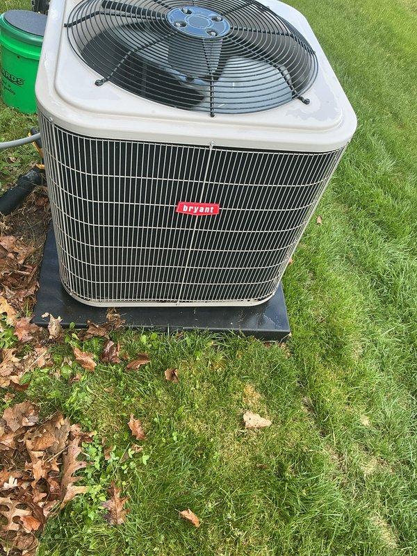 Completed scheduled preventive maintenance on Bryant residential air conditioning system. Performed comprehensive tune-up including inspection of condenser unit, verification of fan operation, assessment of condenser coil condition, and evaluation of overall system performance. Unit found in good operating condition with all components functioning properly at time of service.