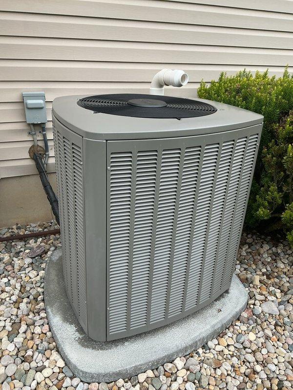 Performed comprehensive air conditioning tune-up and maintenance on outdoor condenser unit. Inspected electrical connections, disconnect box, and conduit; verified proper operation of compressor and condenser fan motor; cleaned condenser coils; checked refrigerant levels and system pressures; confirmed proper drainage through condensate line; verified unit is level on pad with adequate clearance from surrounding landscaping. System is operating within manufacturer specifications and ready for cooling season.