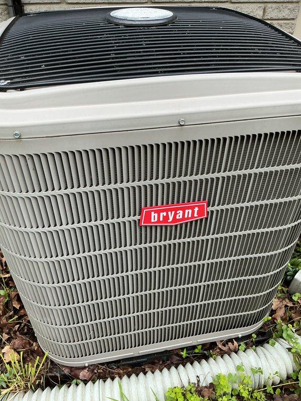 Completed scheduled air conditioning tune-up and preventative maintenance on Bryant split system. Performed comprehensive inspection of outdoor condenser units, verified proper operation of both compressors, checked refrigerant levels, cleaned coils, and confirmed all electrical connections were secure. System operating within manufacturer specifications with no issues identified.