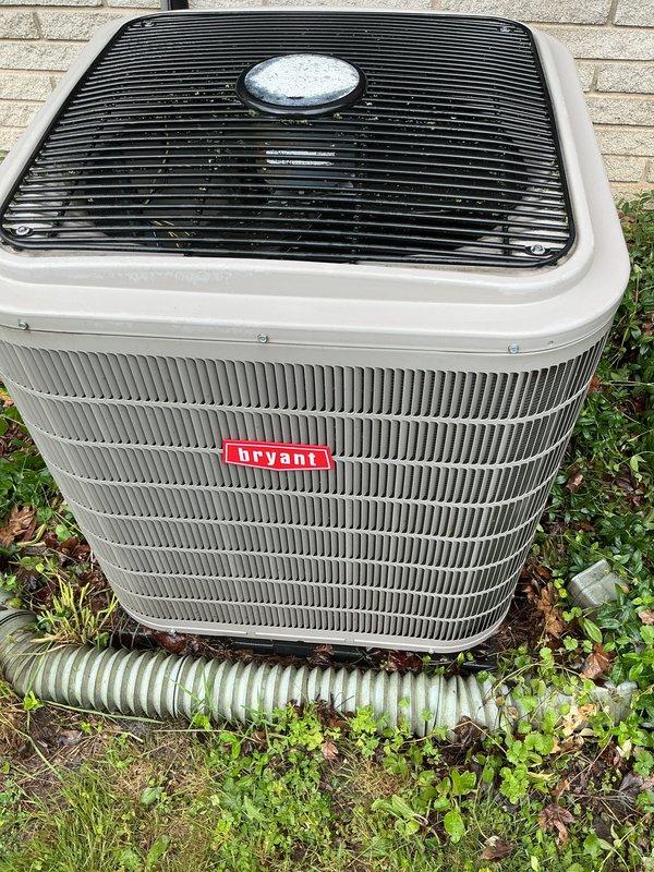 Completed scheduled air conditioning tune-up and preventative maintenance on Bryant split system. Performed comprehensive inspection of outdoor condenser units, verified proper operation of both compressors, checked refrigerant levels, cleaned coils, and confirmed all electrical connections were secure. System operating within manufacturer specifications with no issues identified.
