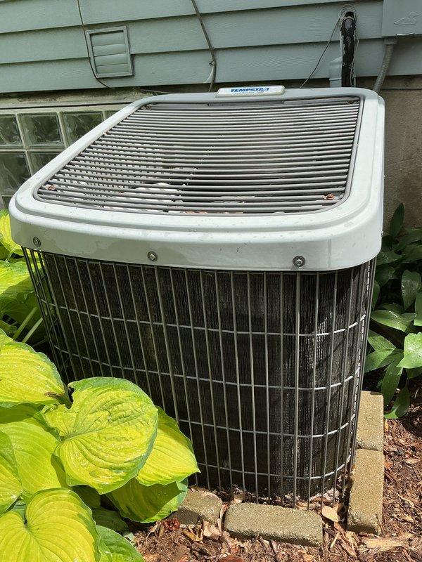 Completed scheduled air conditioning tune-up and preventive maintenance on residential split-system outdoor condenser unit. Performed comprehensive system inspection, verified proper operation of all components, and documented unit condition with photos showing equipment in good working order with adequate clearance from surrounding landscaping.