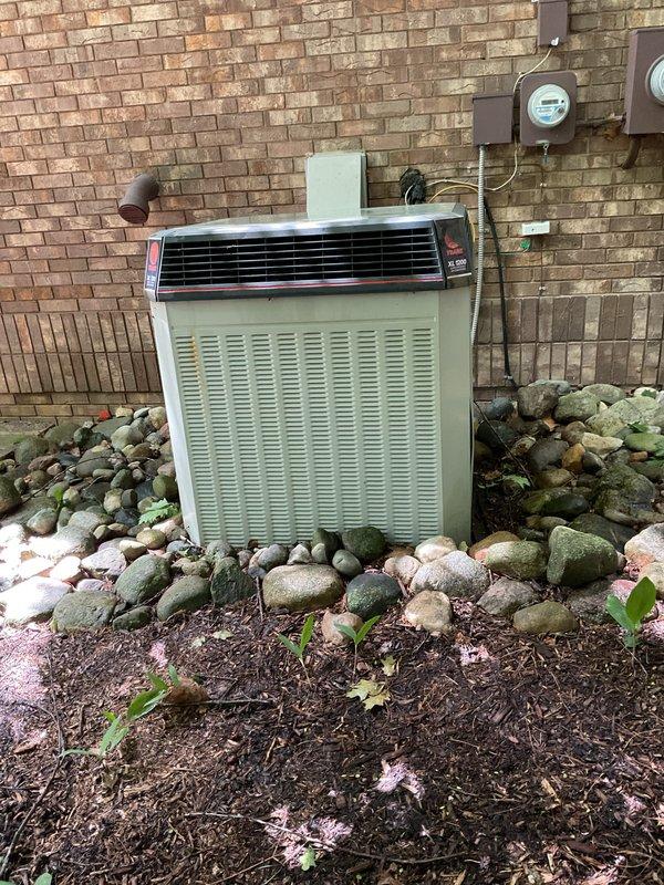 Completed scheduled air conditioning tune-up and preventive maintenance on outdoor condensing unit. System was inspected, tested, and confirmed to be operating within normal parameters for the cooling season.