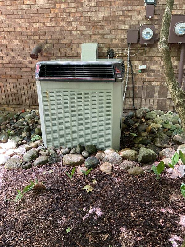 Completed scheduled air conditioning tune-up and preventive maintenance on outdoor condensing unit. System was inspected, tested, and confirmed to be operating within normal parameters for the cooling season.