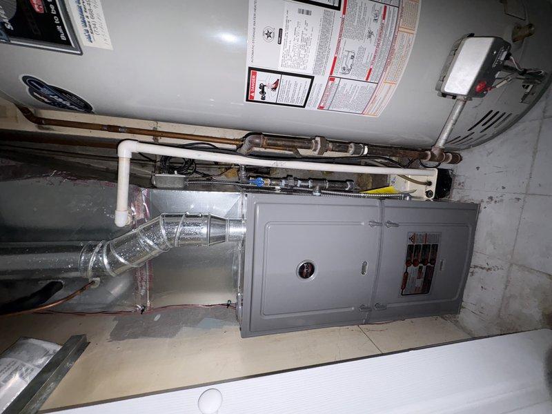 Performed comprehensive HVAC tune-up and safety inspection for city certification compliance on residential furnace system. Completed full system evaluation including visual inspection of furnace unit, ductwork connections, electrical components, and associated plumbing systems; verified proper operation of all mechanical components and documented equipment condition with photographic records for certification purposes.