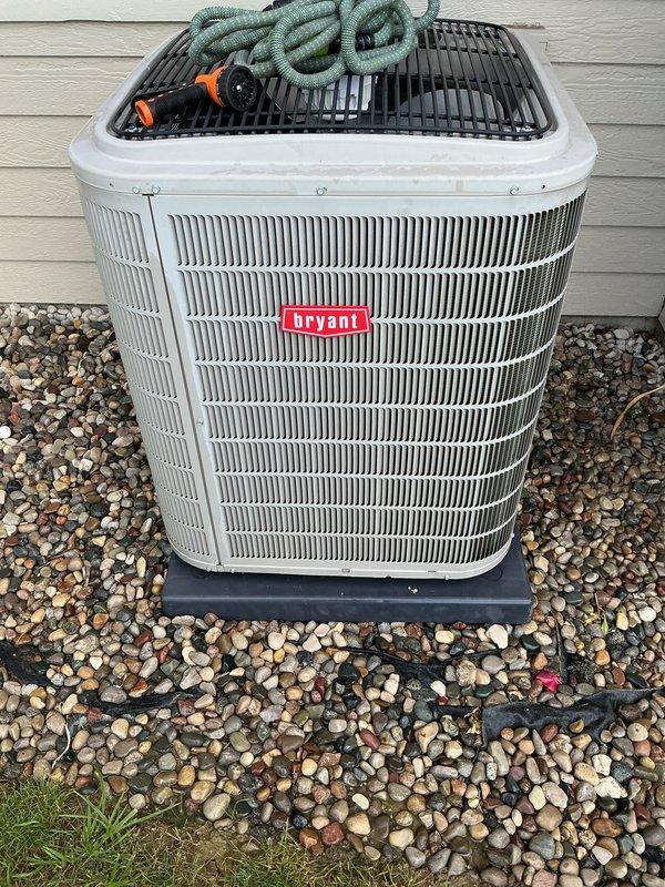 Completed comprehensive tune-up maintenance on a 10+ year old Bryant air conditioning system. Performed thorough inspection of outdoor condenser unit, cleaned coils and components, verified refrigerant levels, tested electrical connections, and confirmed proper system operation. Unit is functioning within normal parameters and ready for the cooling season.