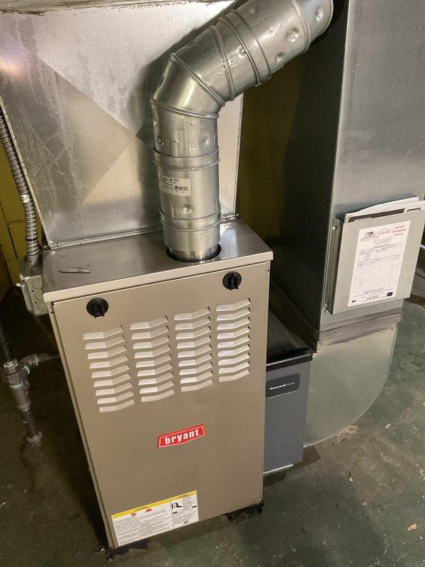 Completed annual tune-up and city certification inspection on Bryant residential furnace system for rental property compliance. Performed comprehensive system evaluation including visual inspection of furnace cabinet, heat exchanger, burner assembly, electrical connections, and ductwork connections. Verified all safety controls operational, tested gas valve and ignition system, checked air filter condition, and confirmed proper ventilation. System found operating within manufacturer specifications with no immediate safety concerns identified. Documentation and certification completed per Ann Arbor Township rental property requirements.