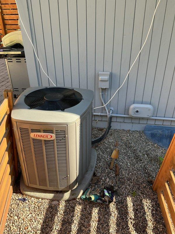 Responded to service call for inadequate cooling on Lennox air conditioning system. Upon arrival, performed system diagnostics on outdoor condenser unit and indoor air handler. Inspected electrical connections, refrigerant lines, and verified proper operation of both indoor and outdoor equipment. System found to be operating within normal parameters with no mechanical deficiencies identified.