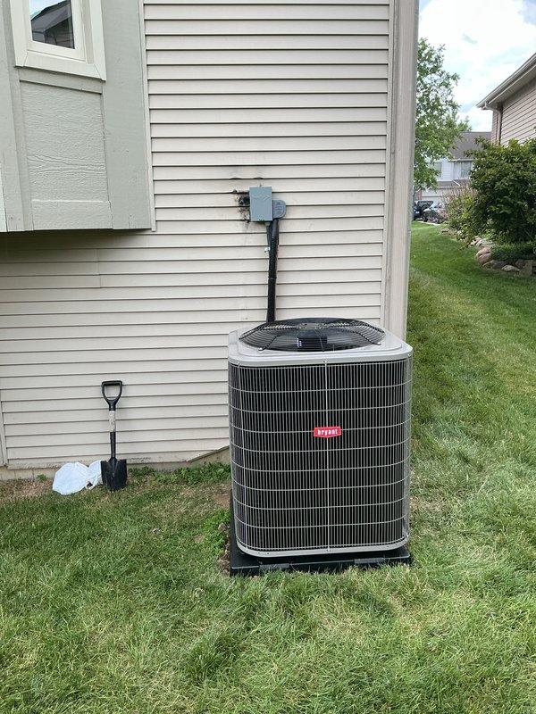 Completed full HVAC system installation including furnace, air conditioning unit, whole-home humidifier, and air purification system. Installed outdoor condensing unit on grade-level pad adjacent to residence exterior with proper clearances maintained. Ran refrigerant lines and electrical disconnect to exterior unit with conduit properly secured to structure. Interior installation included furnace placement in utility area with complete ductwork connections. Integrated humidifier into supply plenum for whole-home humidity control. Installed air purifier into HVAC system for enhanced indoor air quality. Completed all necessary PVC condensate drain piping and venting per manufacturer specifications and code requirements. Verified proper electrical connections, tested all system components for functionality, and confirmed heating and cooling operations. System commissioned and ready for operation.
