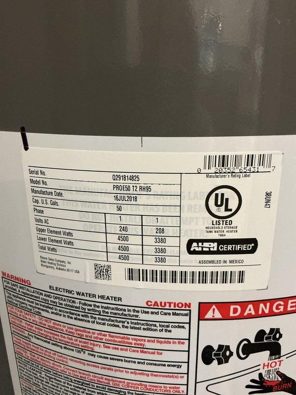 Completed comprehensive multi-system tune-up service including gas furnace, air conditioning unit, and electric water heater. Performed thorough inspection and maintenance on all three systems, documenting equipment specifications including the electric water heater (Model PROES0 T2 RH95, manufactured July 2018) with dual 4500-watt heating elements, and verified proper operation of HVAC unit internal components including blower motor assembly, electrical connections, and refrigerant system. All systems tested and confirmed operational within manufacturer specifications.