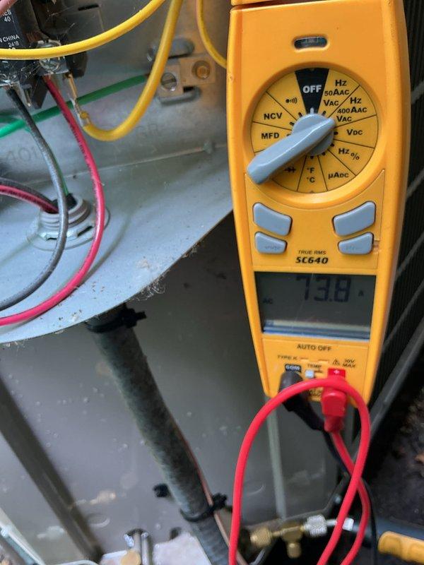 Completed AC cleaning and maintenance service as part of prepaid membership fulfillment. Performed system diagnostics using digital multimeter to verify electrical readings and capacitor function, confirming proper voltage and amperage levels. Cleaned outdoor condenser unit, inspected fan assembly and housing, and verified proper airflow through louvered vents. System tested and operating within manufacturer specifications upon completion.