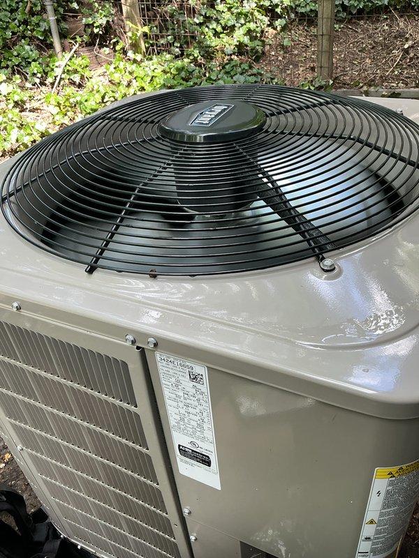 Completed AC cleaning and maintenance service as part of prepaid membership fulfillment. Performed system diagnostics using digital multimeter to verify electrical readings and capacitor function, confirming proper voltage and amperage levels. Cleaned outdoor condenser unit, inspected fan assembly and housing, and verified proper airflow through louvered vents. System tested and operating within manufacturer specifications upon completion.