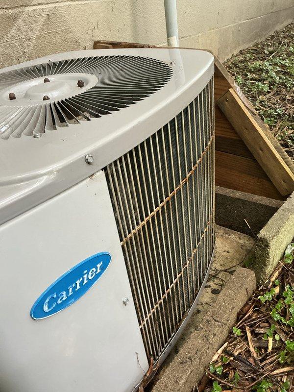 Completed scheduled air conditioning tune-up on Carrier condenser unit. Performed comprehensive system inspection, cleaned condenser coils and fan assembly, checked refrigerant levels and electrical connections, verified proper operation of all components. Unit operating within normal parameters upon completion of maintenance service.
