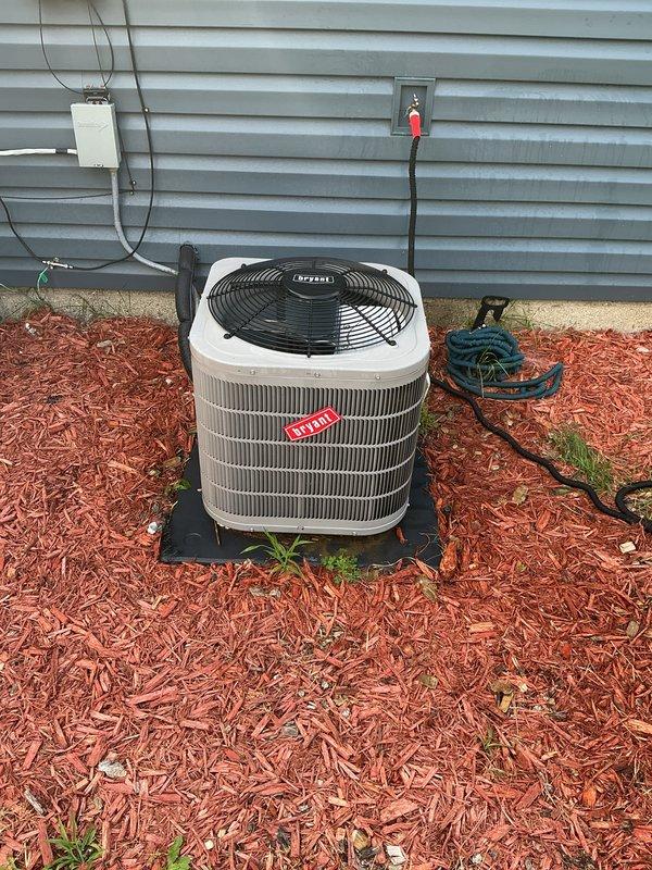 Completed comprehensive AC tune-up on 5-year-old Bryant system experiencing reduced dehumidification performance. Performed full preventive maintenance protocol including condenser coil cleaning, refrigerant charge verification, electrical component inspection, and airflow assessment. System tested and confirmed operational with normal cooling capacity; customer advised on dehumidification expectations and filter maintenance schedule to optimize moisture removal performance.