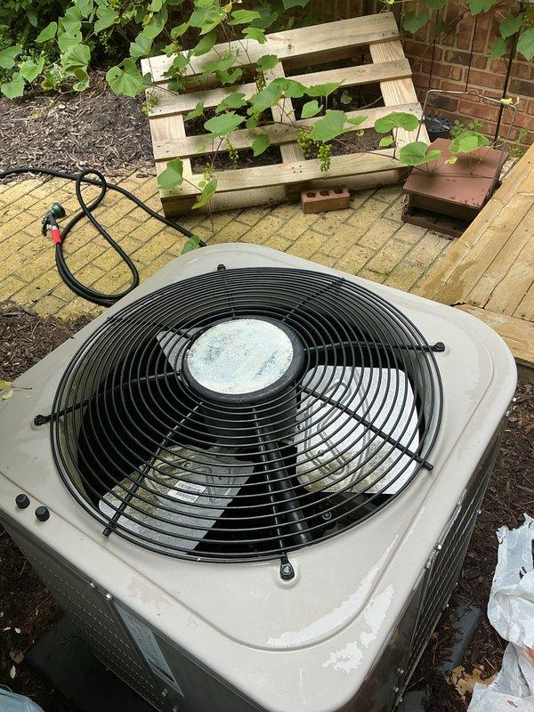 Completed comprehensive tune-up and maintenance service on two residential air conditioning condenser units. Performed full system cleaning, inspection, and operational testing on both units, which had previously undergone compressor replacement earlier in the season but required complete maintenance procedures. Verified proper fan operation, checked refrigerant levels, cleaned condenser coils, and confirmed all electrical connections were secure. Both units operating efficiently with no immediate concerns noted. Customer was informed about previously quoted anode rod work for water heater, which can be scheduled after the holiday period if desired.