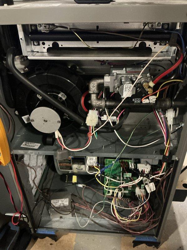Performed comprehensive maintenance on both gas furnace and air conditioning systems, each approximately three years old. Conducted complete multi-system tune-up including inspection of all internal components, electrical connections, gas valve assemblies, blower motor operation, and control boards. Verified proper operation of heat exchanger, burner assembly, and all safety controls. Inspected and tested all wiring connections throughout both units, checked refrigerant levels on AC system, and confirmed proper airflow. All systems operating within manufacturer specifications upon completion of preventive maintenance service.